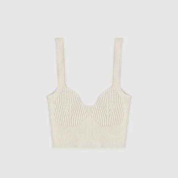 Manière de Voir Set - Beige Ribbed Contour Crop Top & Ombré Flared Leggings - Picture 9 of 15